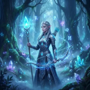 Elf Name Generator fantasy artwork with glowing mystical blue elf design