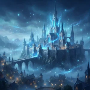 Fantasy City Name Generator magical fantasy artwork with glowing city skyline