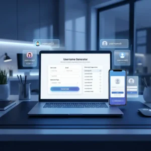 Username Generator digital identity artwork with realistic online profile setup