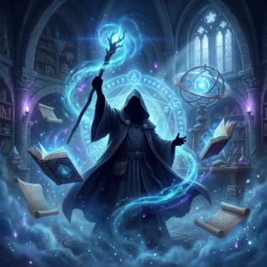Wizard Name Generator fantasy artwork with glowing magical wizard design