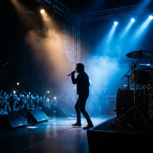 Stage Name Generator concert performance with realistic music stage environment