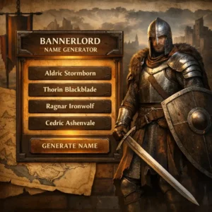Bannerlord Name Generator tool creating medieval fantasy character names
