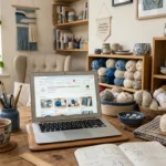 Etsy shop name ideas shown in a handmade craft workspace